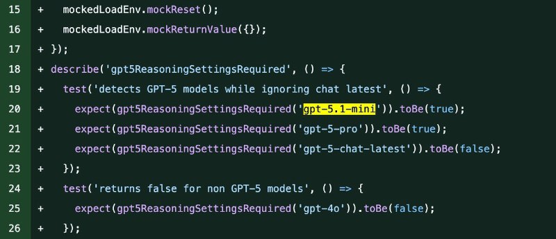 GPT-5.1-mini 现身 OpenAI 官方 GitHub 仓库近日，一个名为“GPT-5.1-mini”的新模型在 OpenAI 的官方 GitHub 仓库中被发现