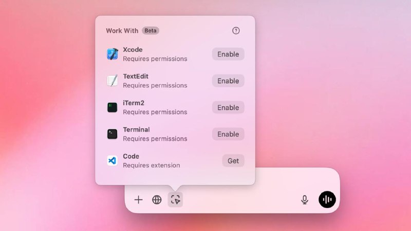 ChatGPT 现在可以与macOS上的应用协同工作ChatGPT for macOS 现在可以与你的应用程序协同工作了