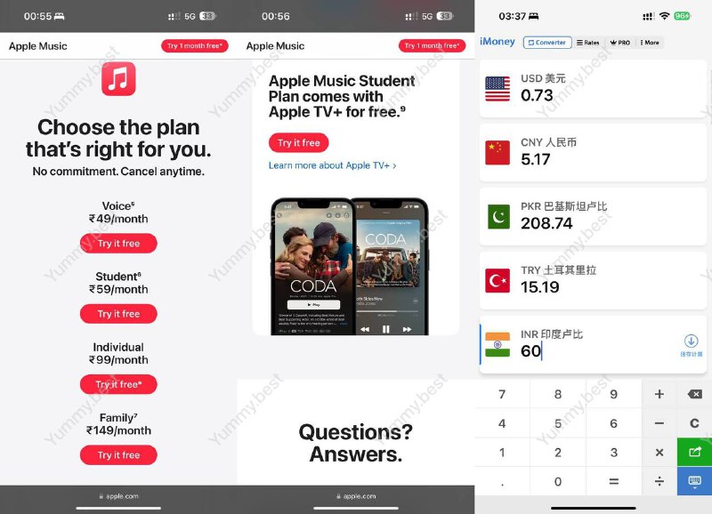 一个月十块钱拿下AM跟ATV+Apple music印度区的曲库比土耳其的多一些，Apple music最便宜的地区是印度，学生计划只需要60卢比 5rmb 学生计划附送atv+  ，一年下来60块钱，就算不用am，光是只看atv+一年就只需要60