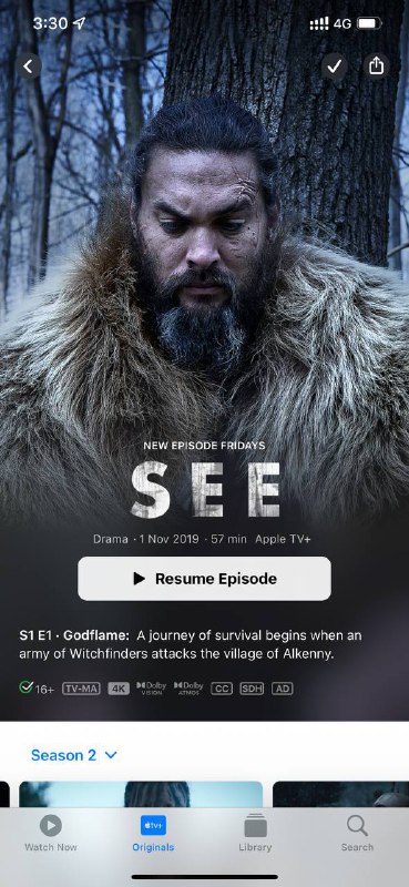 #AppleTV #流媒体Apple TV+自制剧 《SEE 》第二季，现已上线