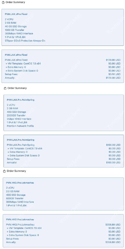 Dmit $139 高防建站机补货PVM.LAX.sPro.Fixed配置如图（第一位）CPU目前是随机分配7402p或7443p 线路：去程由为Cloudflare MagicTransit，回程三网GIA，大陆优化，建站机(不适合干别的)特点：5Tbps+ DDoS Protection Always-On购买链接： 