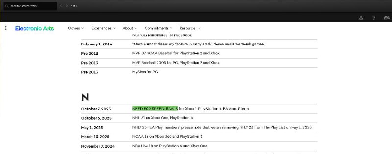 EA 宣布将关闭《极品飞车18:宿敌》在线服务器EA 宣布，《极品飞车：宿敌》的线上服务将于 2025 年 10 月 7 日停止