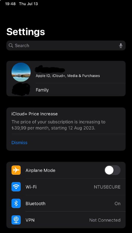 iCloud 涨价的提示会在设置里出现了via Danielbility🗒 标签: #Apple📢 频道: @GodlyNews1🤖 投稿: @GodlyNewsBot