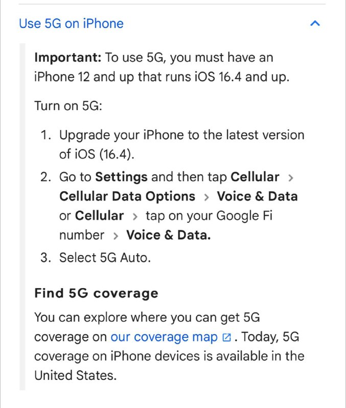 使用iPhone的Google Fi用户更新至iOS 16.4后将可以使用5G文档链接🗒 标签: #Apple #iPhone #Google 📢 频道: @GodlyNews1🤖 投稿: @GodlyNewsBot