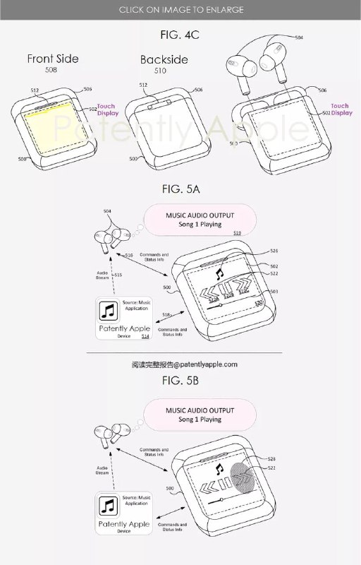 苹果 AirPods 新专利，充电盒带屏幕未来的 AirPods 充电盒可能会拥有丰富的功能，近日美国专利商标局（USPTO）公示了一项来自苹果公司的专利申请，一款重新设计的 AirPods Pro 充电盒