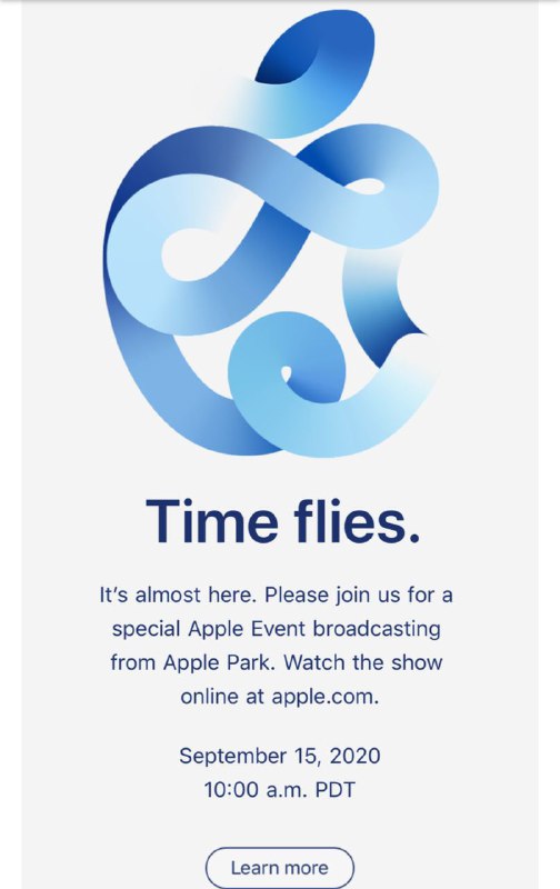 Apple 将于 北京时间 2020 年  9 月 16 日 凌晨 1 点召开新品发布会