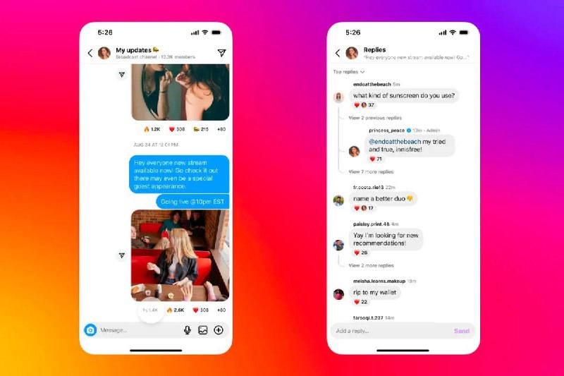 Instagram 创作者现在可以在广播频道中开启回复功能还有一些与时间相关的渠道提示也在推出，帮助创作者提高观众互动