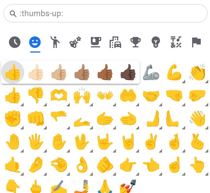 Gmail网页版的Emoji选择器升级，让你可以选择某些表情符号的肤色和性别偏好