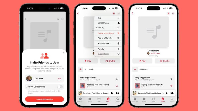 iOS 17.3 Beta 再次添加了协作式 Apple Music 播放列表功能苹果最初在iOS 17发布时宣布了协作播放列表功能，但该选项并未在发布时推出