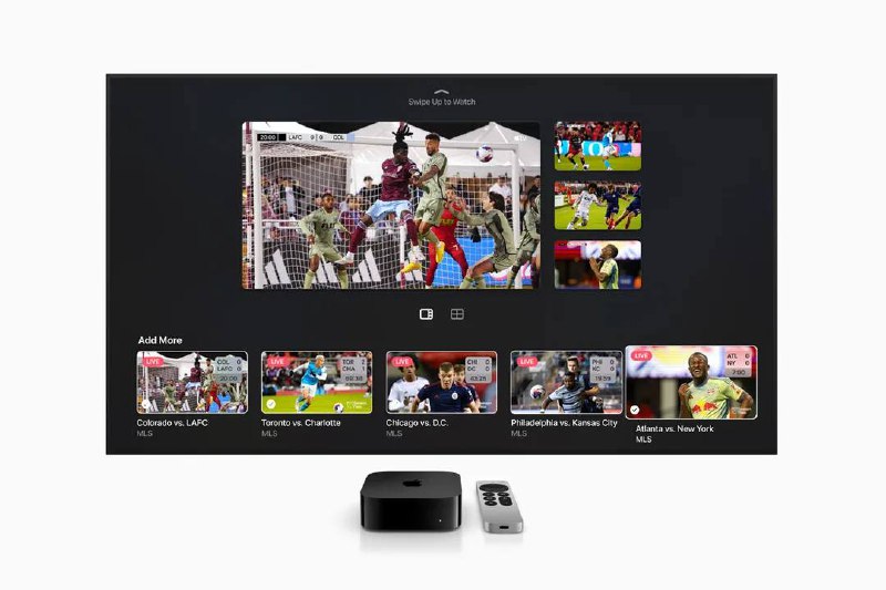 Apple TV 4K设备现已支持”多视图”功能，将允许您同时观看最多四场体育直播比赛