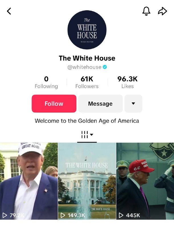 白宫正式入驻TikTok 