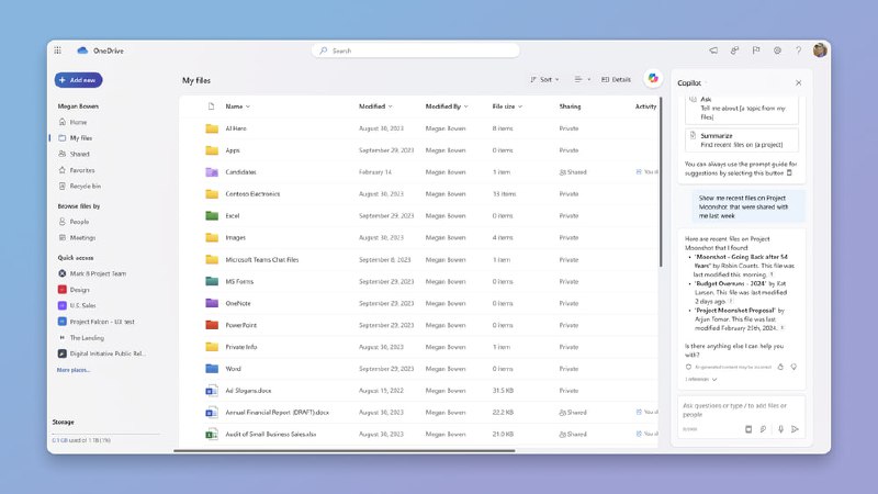 微软正式宣布 Copilot in OneDrive微软此前已经计划为 OneDrive 整合 Copilot 功能