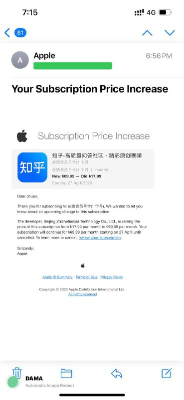 土区知乎会员涨价，17.99 涨至 69.99里拉via 传人🗒 标签: #AppStore #土耳其 #知乎📢 频道: @GodlyNews1🤖 投稿: @GodlyNewsBot