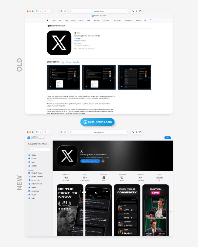 Apple重新设计了 App Store网页版界面新界面的风格取决于访问时使用的设备，使用iPhone访问时更贴近iOS自带的App Store风格，macOS同理