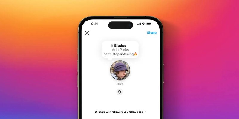 Instagram在Notes中加入了音乐状态功能现在，用户可以在自己的状态更新中附上一段30秒的歌曲片段，并在歌曲旁边附上简短的字幕