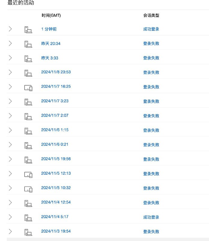 疑似有黑客正在披露爆破微软帐号各位尽快为微软帐号「添加2FA」或者直接启用「无密码帐号」吧，安全中心每天一堆尝试登录的记录，IP来自世界各地