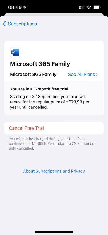 #投稿 #Microsoft土区AppStore Microsoft 365家庭组已涨价至1699.99TL/Yearly 原价279.99TL，已经订阅的用户不受影响，新用户只能通过淘宝购买激活码享受低价了