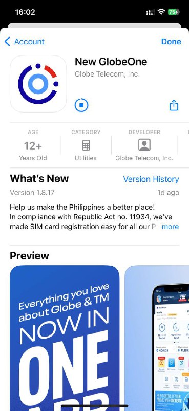 GlobeOne iOS 与安卓端均推出新版本更新后可以在主页看到是否实名认证，同时也开启了手机端的实名认证通道