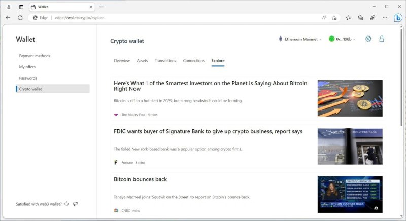 Edge 浏览器即将内置加密钱包via 匿名🗒 标签: #Edge #加密货币 #钱包📢 频道: @GodlyNews1🤖 投稿: @GodlyNewsBot