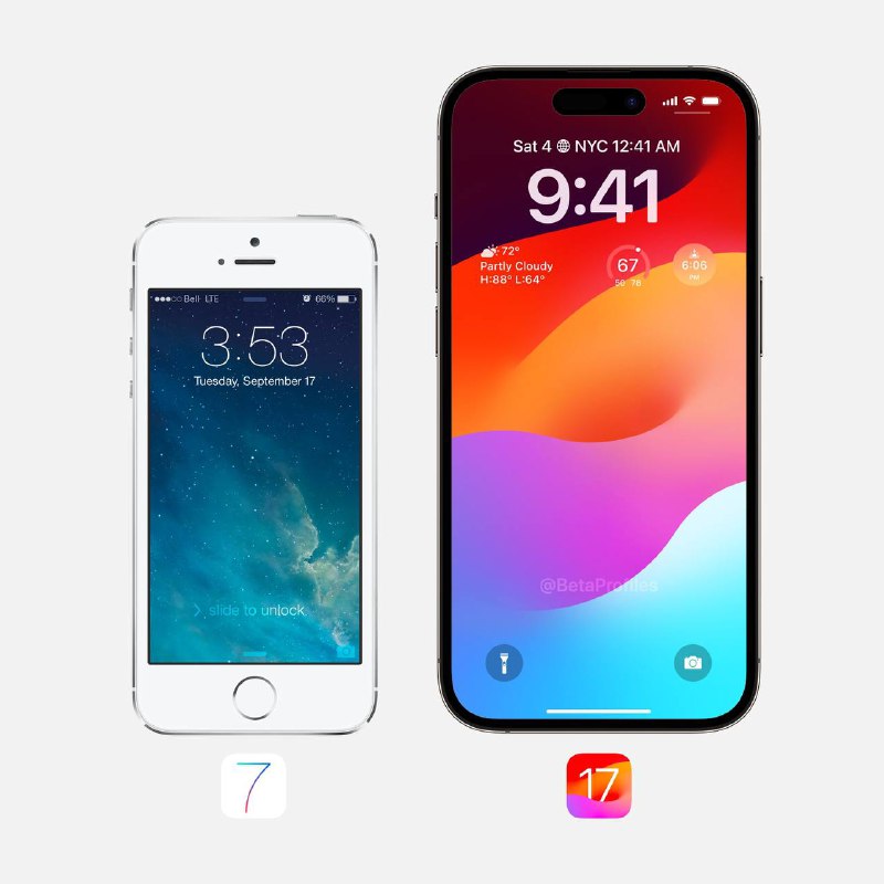 10年，iOS 7 vs iOS 17