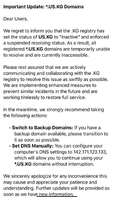 US.KG 域名已被 .KG 注册局标记为