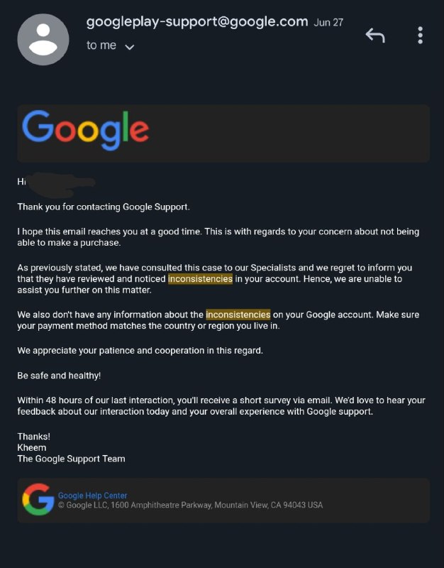 对于最近土耳其区 Google Play 无法付款的问题，客服回应他们也不清楚是什么问题，但是查出这类账号有 
