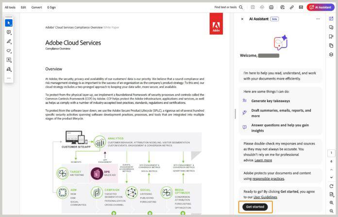 Adobe澄清其应用程序不会为AI自动扫描用户文档Adobe 一直在其Windows 11或 10 应用程序中测试新的人工智能功能，包括能够通过扫描 PDF 生成摘要的人工智能助手