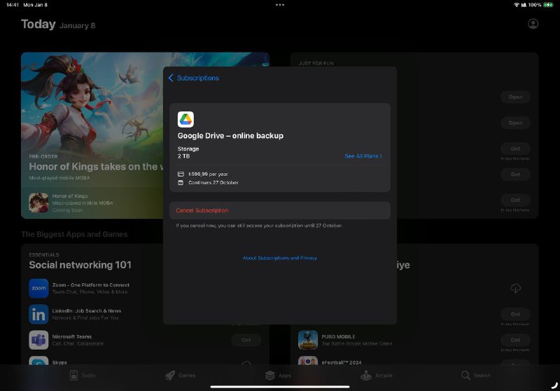App Store 的 Google One 2 TB 价格 (Google Drive 内购) 在没有任何通知的情况下强制涨价，无论是新用户还是老用户都是涨后的价格