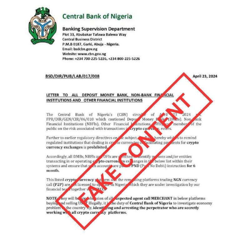 尼日利亚央行否认将实行“断卡行动”尼日利亚中央银行（CBN）否认了其发布了一项指令，要求所有银行和金融机构识别与加密货币交易所进行交易的个人或实体，并确保此类账户在六个月内处于无借记（PND）指令中
