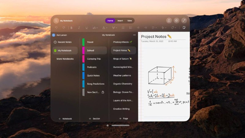 微软为 Apple Vision Pro 推出 OneNote 援据微软的说明，Vision Pro 版的《OneNote》支援诸多 iPad 版本的功能，包括制作笔记、绘制重点、加入代办事项、设置密码、云端同步、分享笔记等等