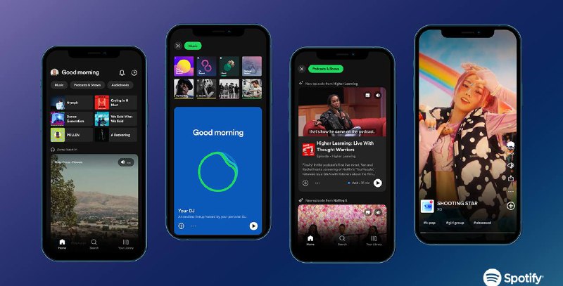 Spotify 官宣重新设计Spotify App，增加了更多视觉和动态体验，让用户更轻松地发现和聆听音乐、Podcast 和有声书