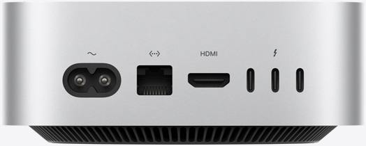 M4 Mac mini 电源按钮在哪儿？答案：在底部！全新 M4 Mac mini 采用全新设计，机身变得更纤薄之余，更增添更多连接埠