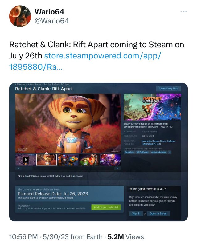 前PS独占游戏《瑞奇与叮当》7月26日登陆Steam