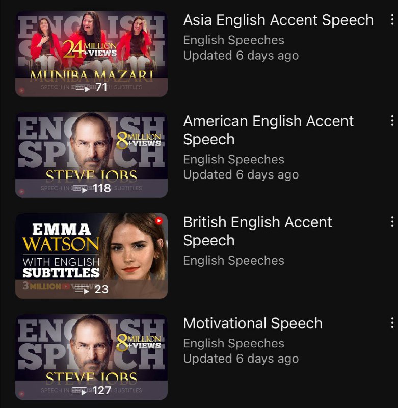 分享一个专门收集名人演讲的YouTube的频道，配有显眼的文字