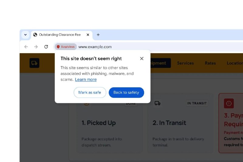 Chrome 现在会在你访问“可疑”网站前显示警告Google 正在为 Chrome 推出一项新的浏览器安全功能，旨在让你在打开网站前，更清楚地了解该网站可能存在的恶意程度（可疑网址/危险网址）