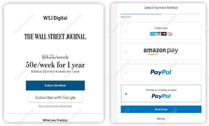 通过Google / PayPal / Amazon Pay订阅不需要打电话联系客服「通过Google 订阅」选项仅在Chrome 显示🗒 标签: #WSJ #华尔街日报 📢 频道: @GodlyNews1🤖 投稿: @Godlynewsbot