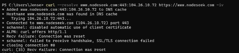 Nodeseek 论坛受到GFW的DNS污染➕SNI阻断，用户访问时需使用代理