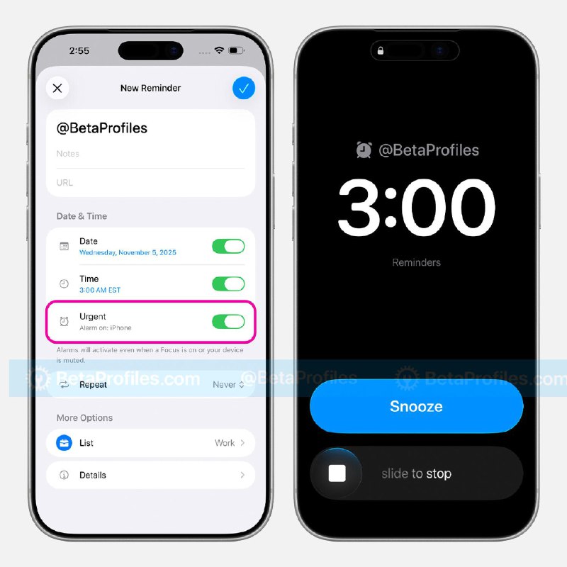 iOS 26.2 Beta 1 允许你直接从提醒事项应用创建闹钟