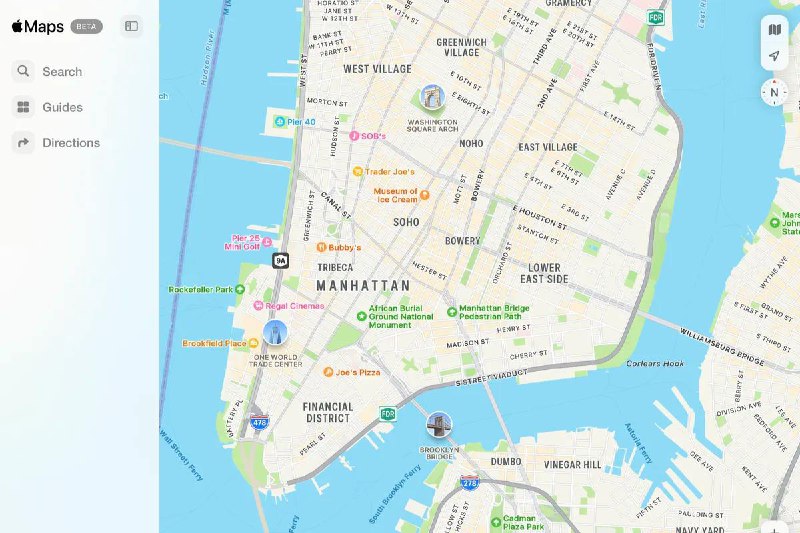 苹果推出Podcasts 和 Maps 应用的网页版用户现在可以通过浏览器访问这两个软件地图：