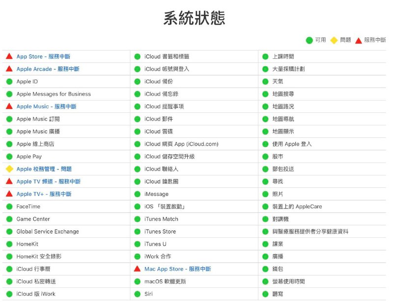 App Store、Apple Music、Apple TV 全球故障　出现「无法连接」问题今早，全球各地 App Store 及 Mac App Store 均出现无法正常使用的情况，用户出现「无法连接」的错误讯息