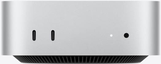 M4 Mac mini 电源按钮在哪儿？答案：在底部！全新 M4 Mac mini 采用全新设计，机身变得更纤薄之余，更增添更多连接埠