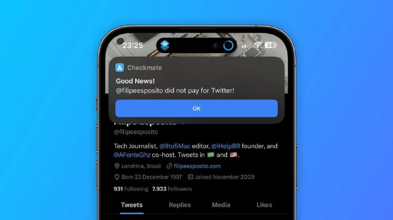 可以快速分辨 Twitter Blue 付费用户的 快截指令 ，iOS 可用前天，频道还分享了可以分辨  Twitter Blue 付费用户的 浏览器插件via. 9to5Mac补充： 安卓方案 ，需要有 lsposed🗒 标签: #Twitter #Blue #发现好物📢 频道: @GodlyNews1🤖 投稿: @Godlynewsbot