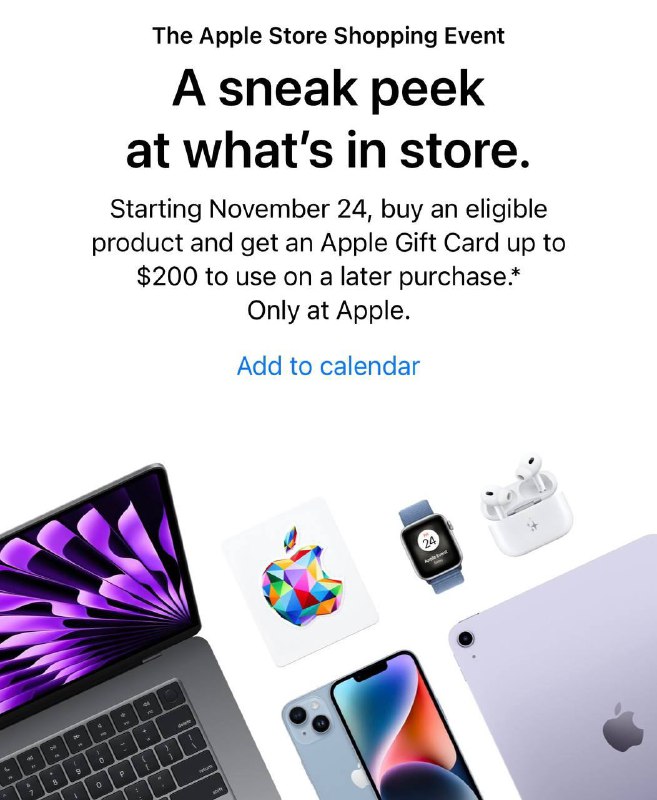 Apple 黑五预告，128GB Apple TV➕运费约折合¥1000左右到手，比京东国际便宜🤣但是大多转运公司的地址都被拉黑了，只能使用美私地址，不然会被砍单礼品卡可以用来支付Apple One的日常账单或者购买App，订阅 ChatGPT Plus（目前负载过高，暂时停止内购了）都可以套现出来