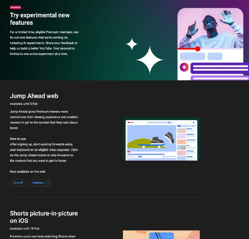 YouTube Premium 推出 5 项新实验功能　并为 Google One 用户提供折扣优惠五项全新实验功能 1、高音质音效Premium 用户在音乐影片中将享有 256kbps 的高音质音效，提供更清晰且具深度的聆听体验