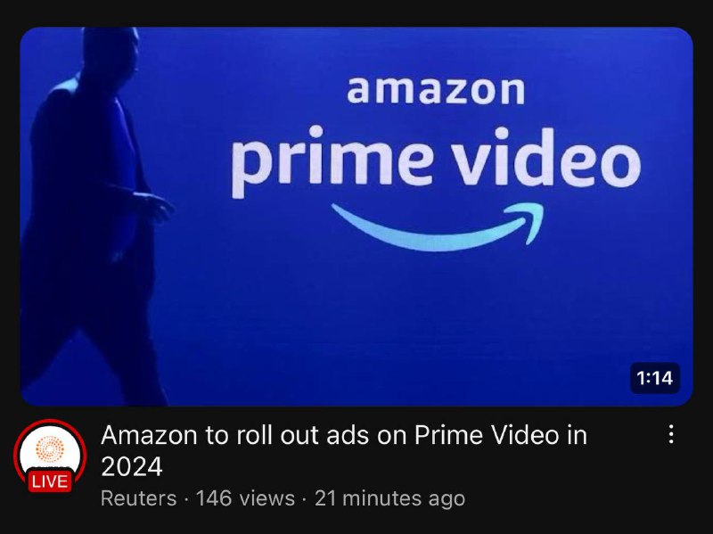 Prime Video 将在2024年加入广告🗒 标签: #Amazon 📢 频道: @GodlyNews1🤖 投稿: @GodlyNewsBot