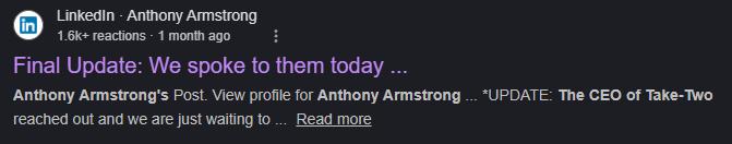 R星破例让患癌粉丝提前游玩《GTA6》由于《GTA6》延期发售，导致这名粉丝可能无法玩上这款游戏，随后Take-Two CEO 联系了他