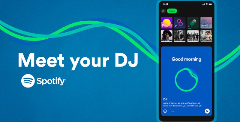 Spotify 今天推出基于 AI 人工智能的个性化 DJ 功能，按你的喜好、用全新方式推荐音乐👏（貌似是内测功能）DJ 由三大 AI 功能组合而成：- Spotify 成功运营多年的 AI 推荐引擎- OpenAI（又是它！）的智能生成技术，创造性地为你推荐音乐- 逼真的 AI 合成语音，让 DJ 与你对话