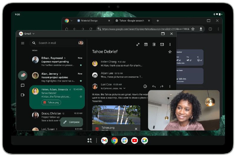 Google正在为Android平板电脑测试一项新功能，它能让用户自由调整应用程序的大小，并随意将它们排列在屏幕上，从而更轻松地处理多项任务