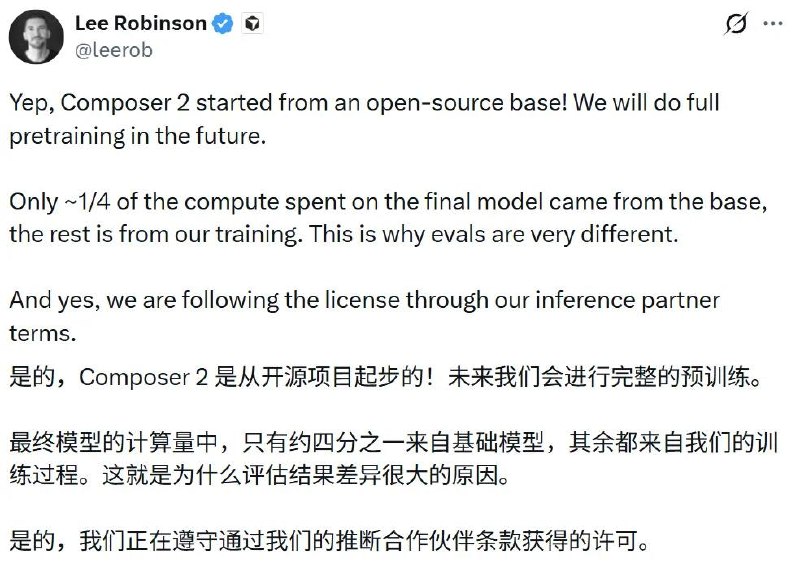 Cursor自研新模型反超 Opus 4.6，主打“价格打一折”，网友群嘲“Kimi 2.5套壳”，马斯克认证AI编程工具Cursor高调发布自研模型Composer 2，宣称性能超越Claude Opus 4.6且价格大幅压低