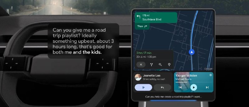 Gemini 现在可在Android Auto上使用Android Auto是 Google 推出的 车载投屏与助手系统从今天起，谷歌开始向 Android Auto 用户推出其 Gemini AI 助手，让司机可以使用一个“真正的对话式”语音助手，帮助导航、发信息和处理各种事务